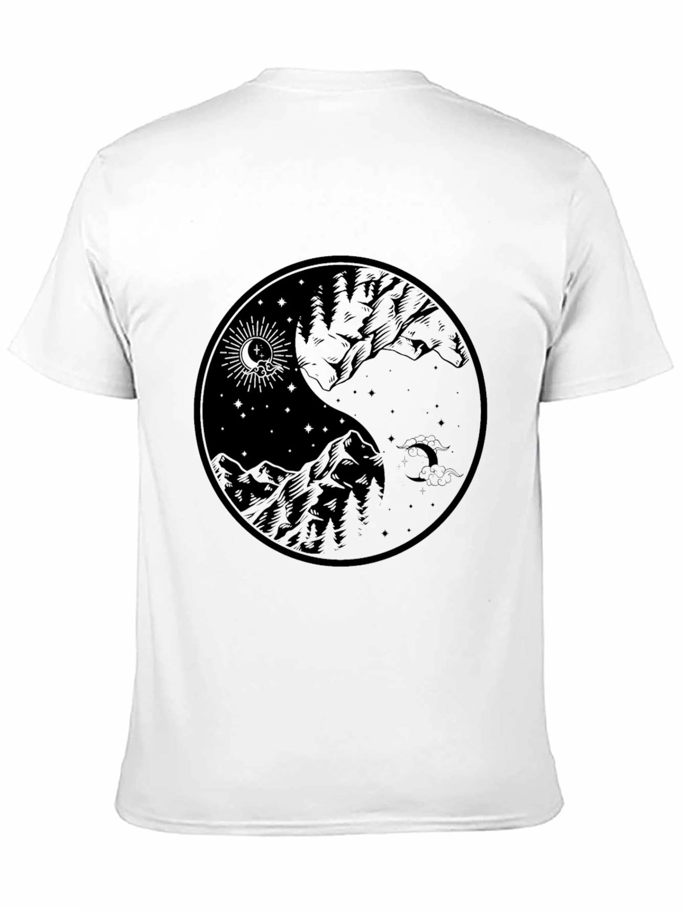 Yin Yang Mountain Graphic Tee - Black