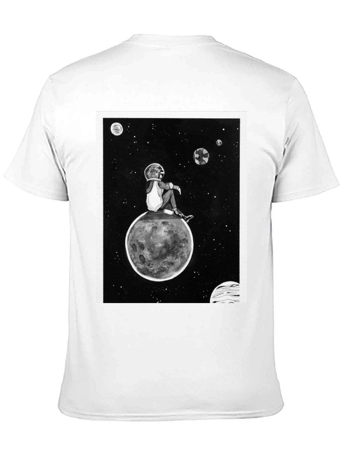Astronaut on Moon Graphic Black T-Shirt