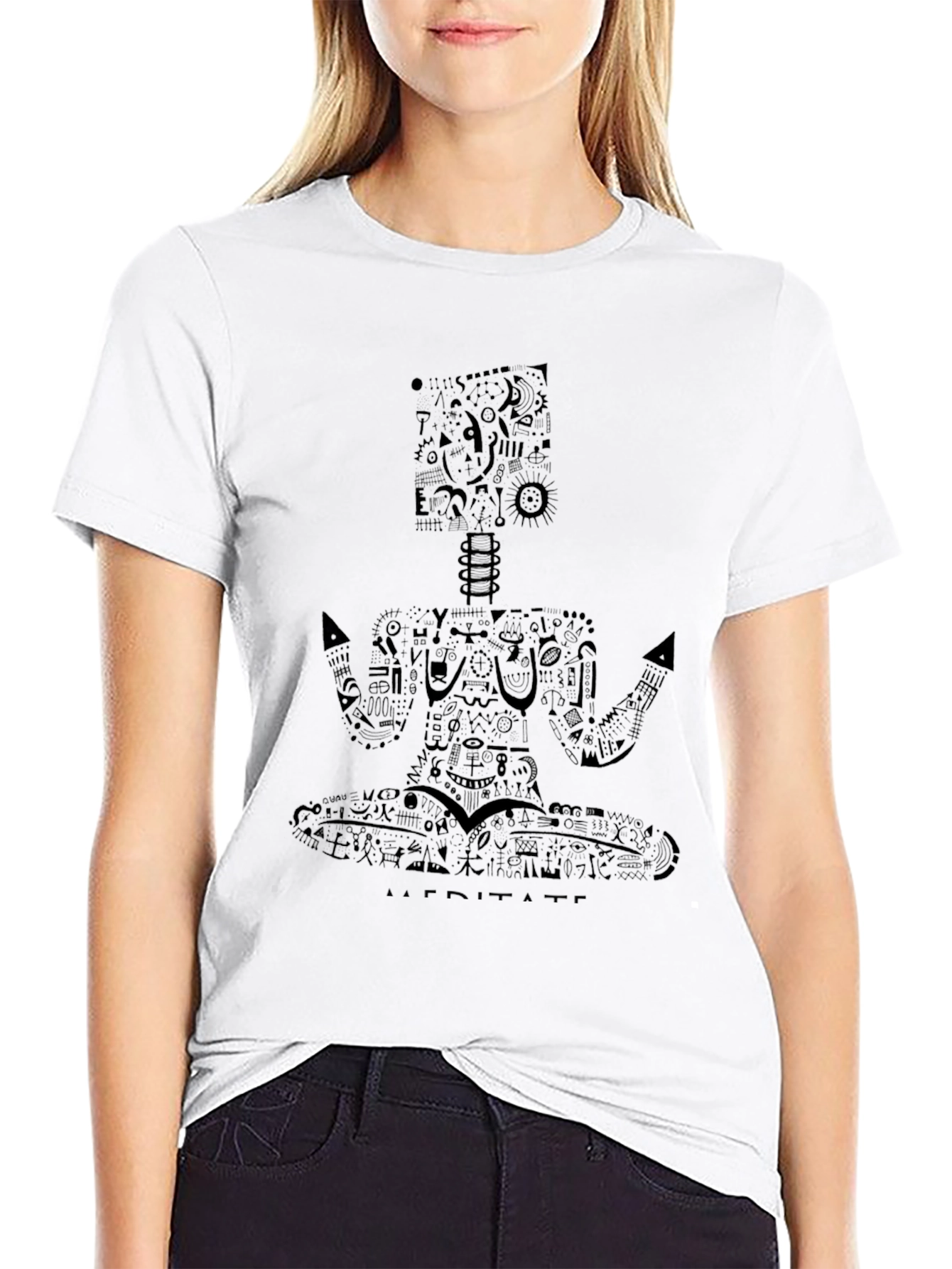 Meditative Black Graphic Tee