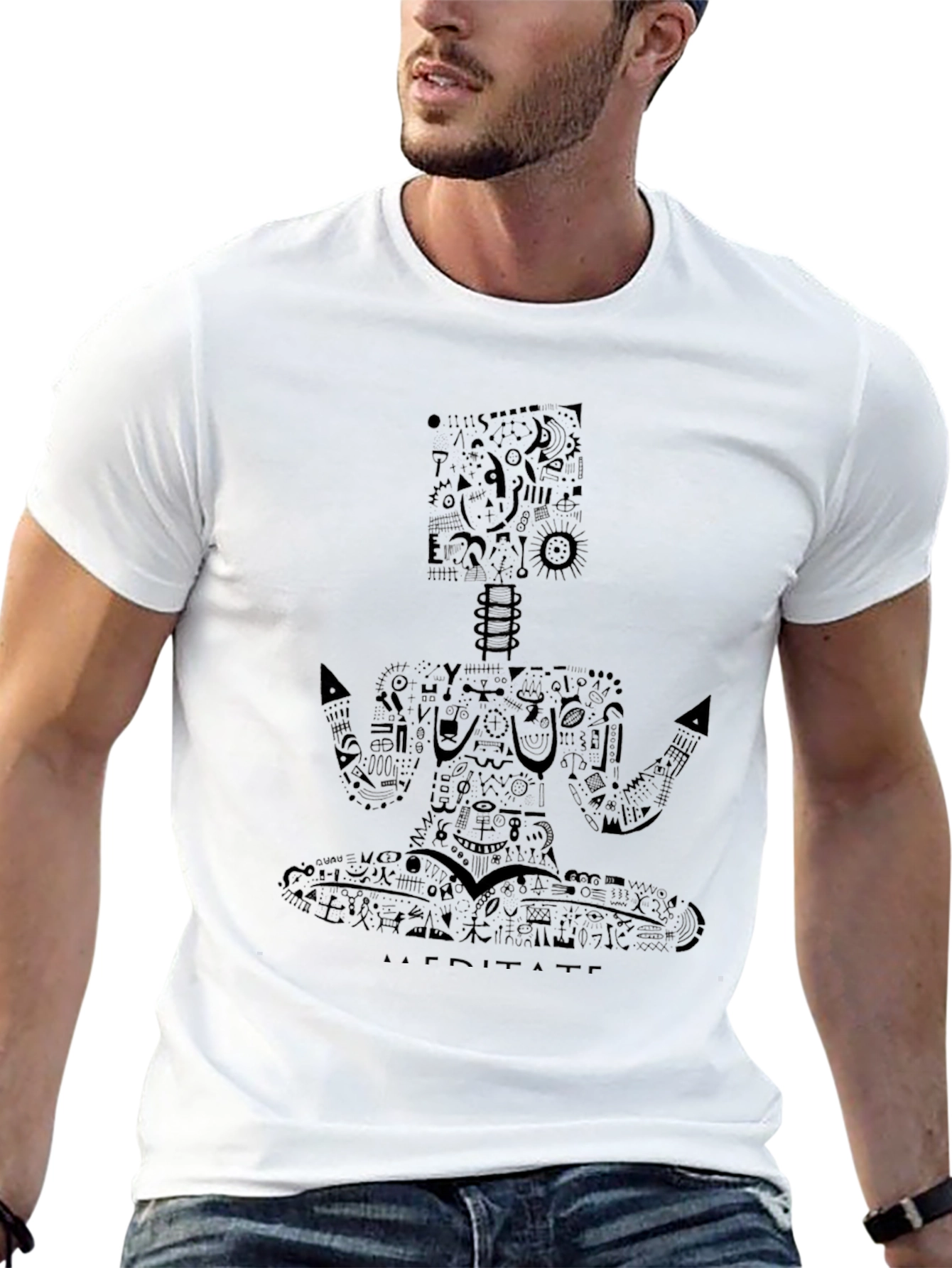 Meditative Black Graphic Tee