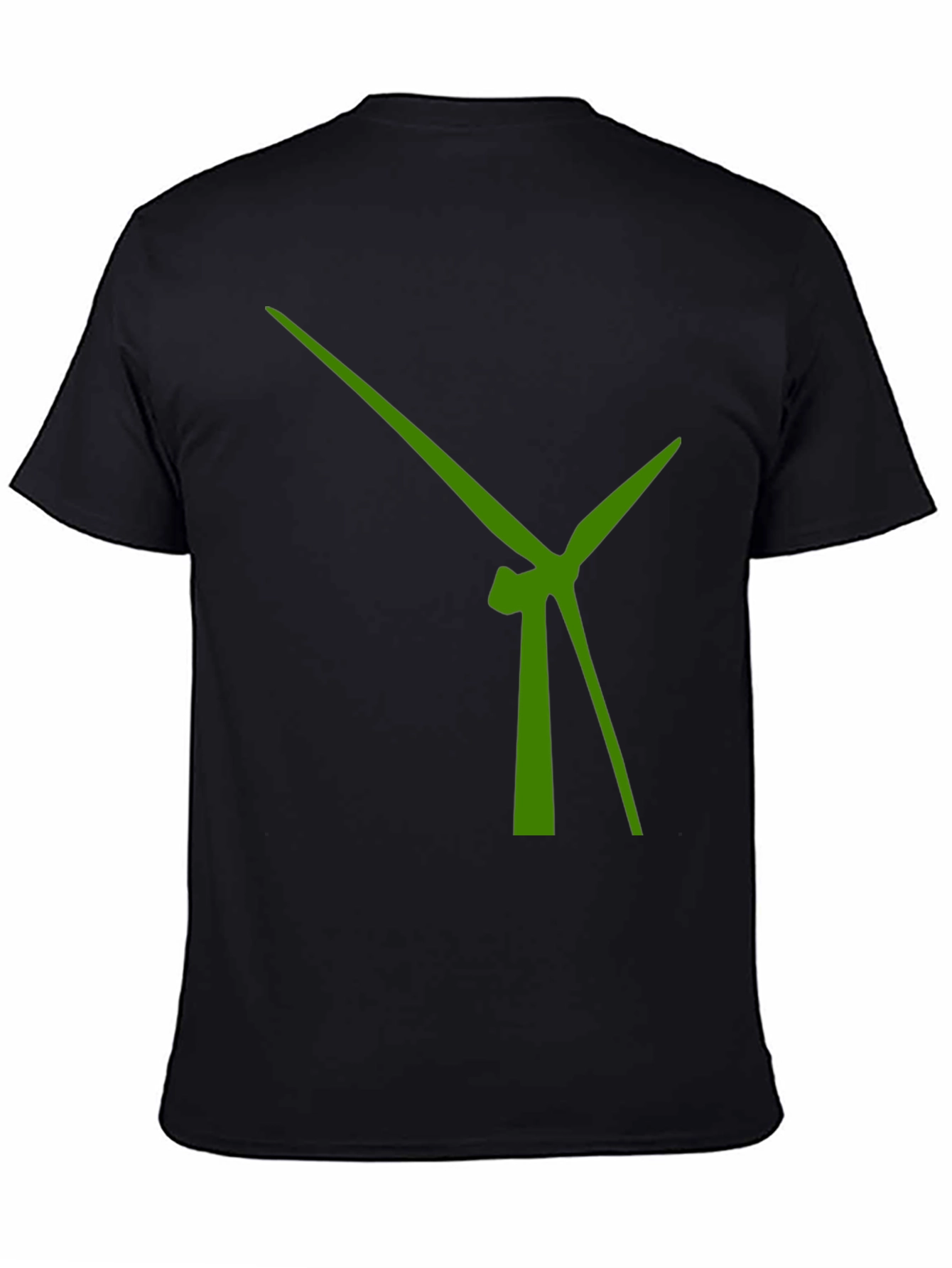 Modern Green Windmill Design Black T-Shirt