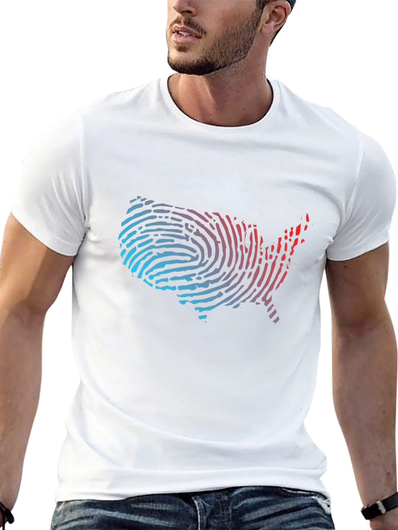 USA Fingerprint Map Graphic Tee