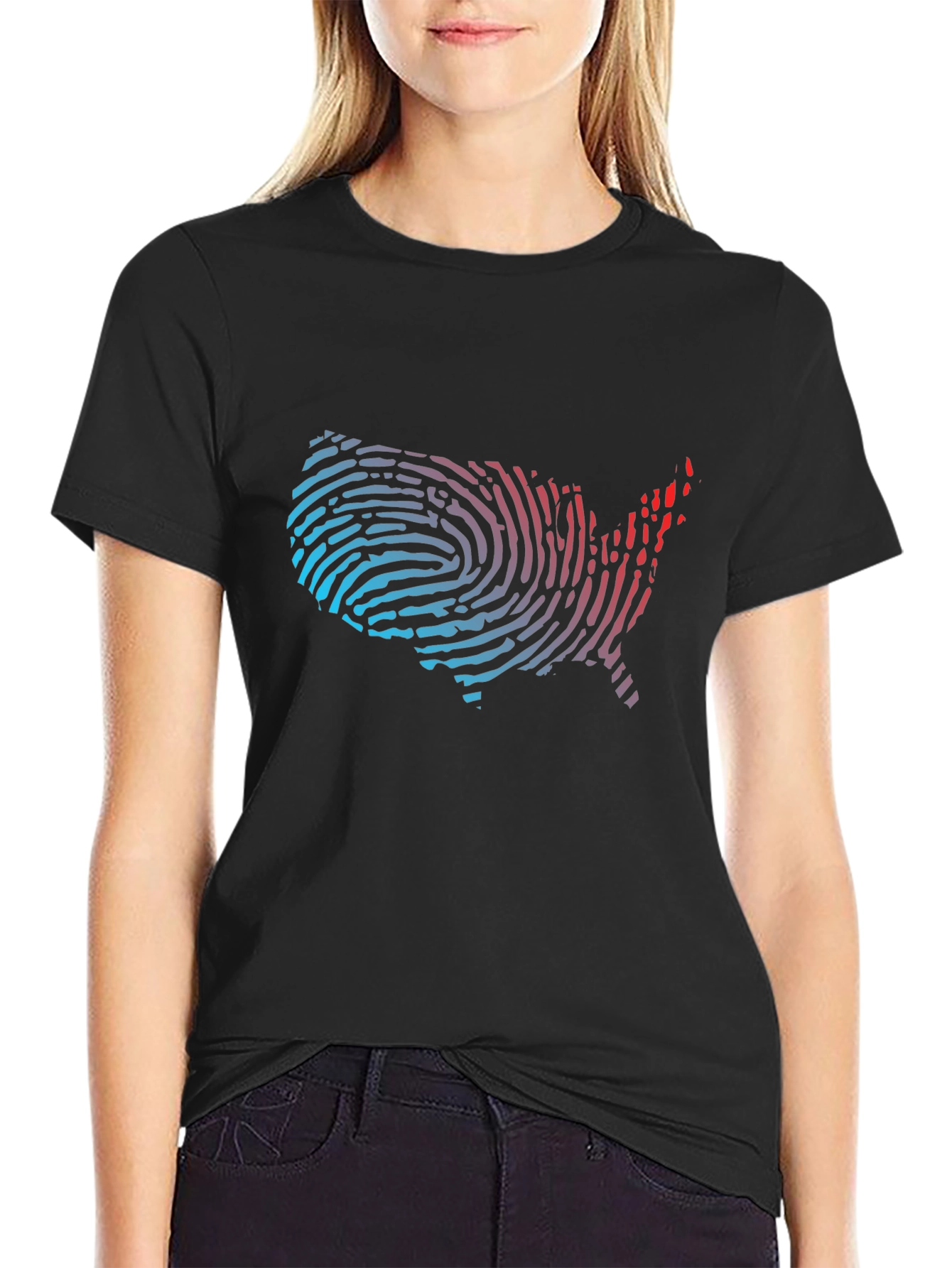 USA Fingerprint Map Graphic Tee