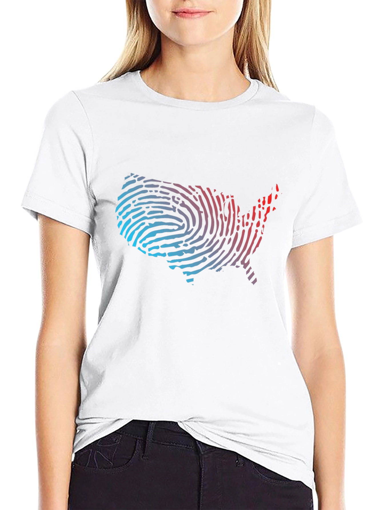 USA Fingerprint Map Graphic Tee