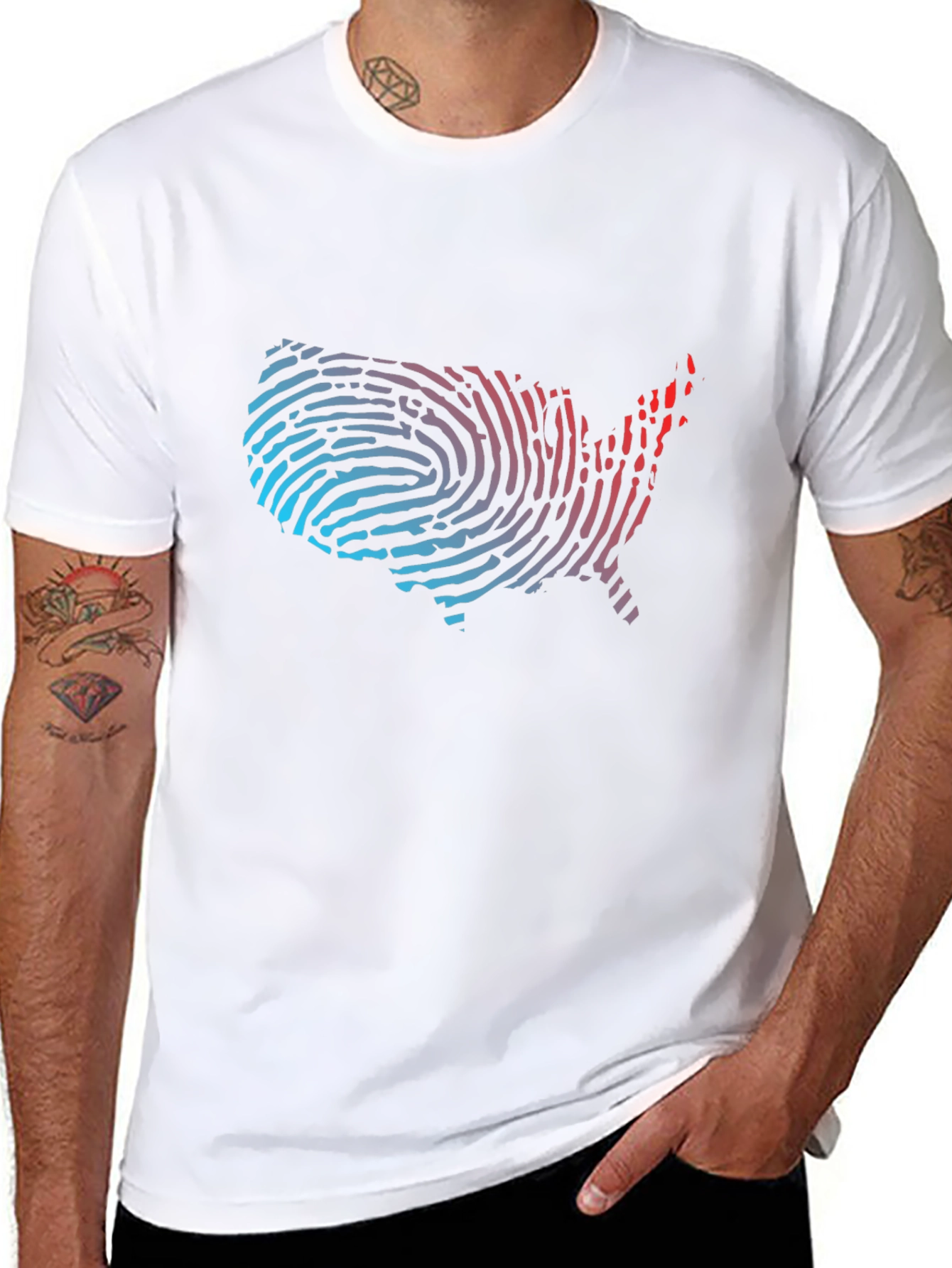 USA Fingerprint Map Graphic Tee