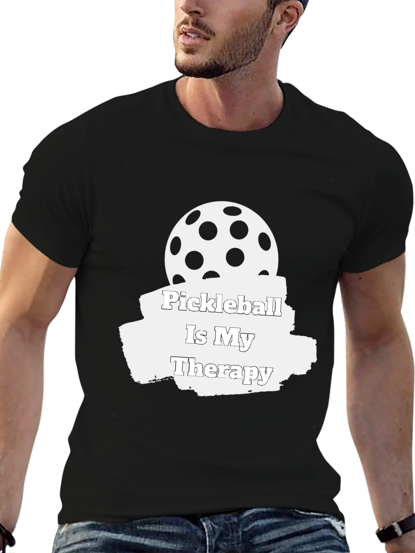 Pickleball is My Therapy Black T-Shirt