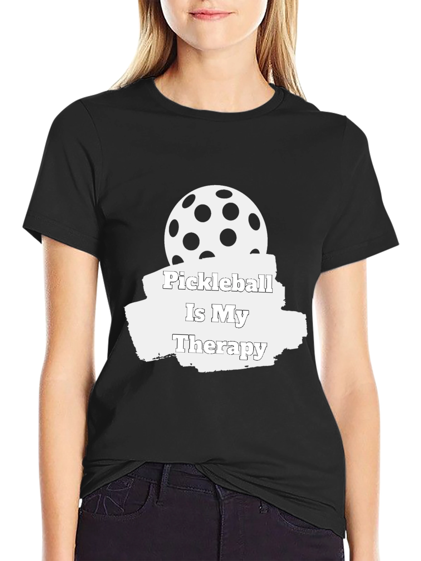 Pickleball is My Therapy Black T-Shirt
