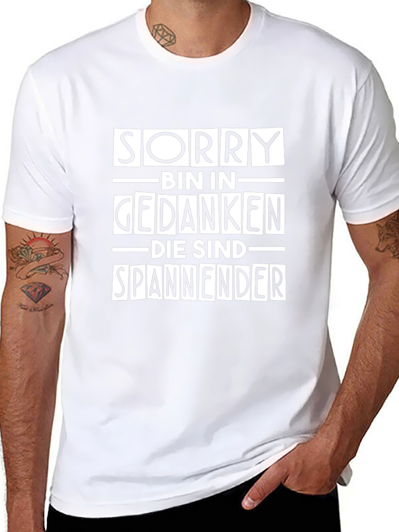Sorry Bin In Gedanken Mens T-Shirt