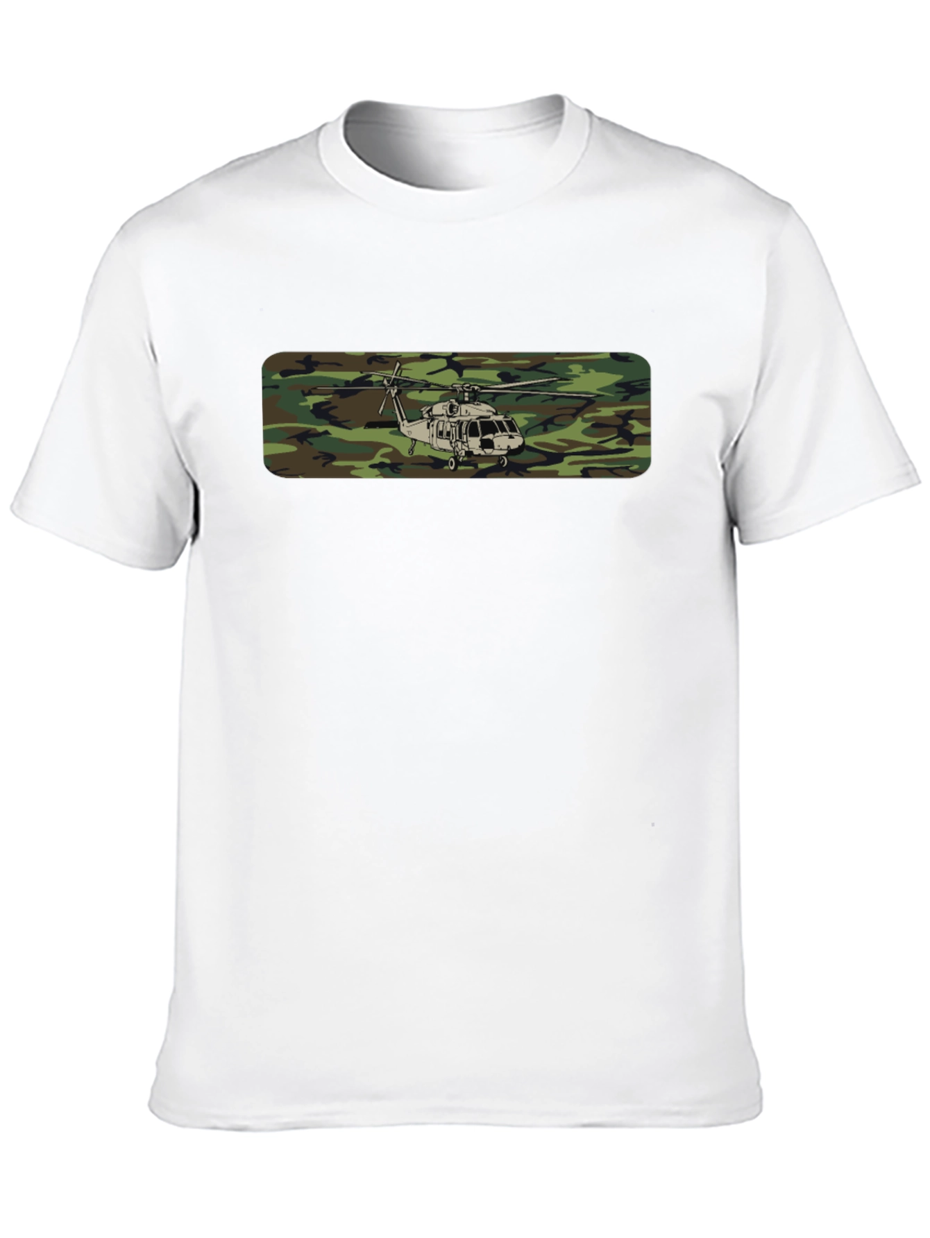 Camouflage Helicopter Graphic Tee - Military Style Shirt
