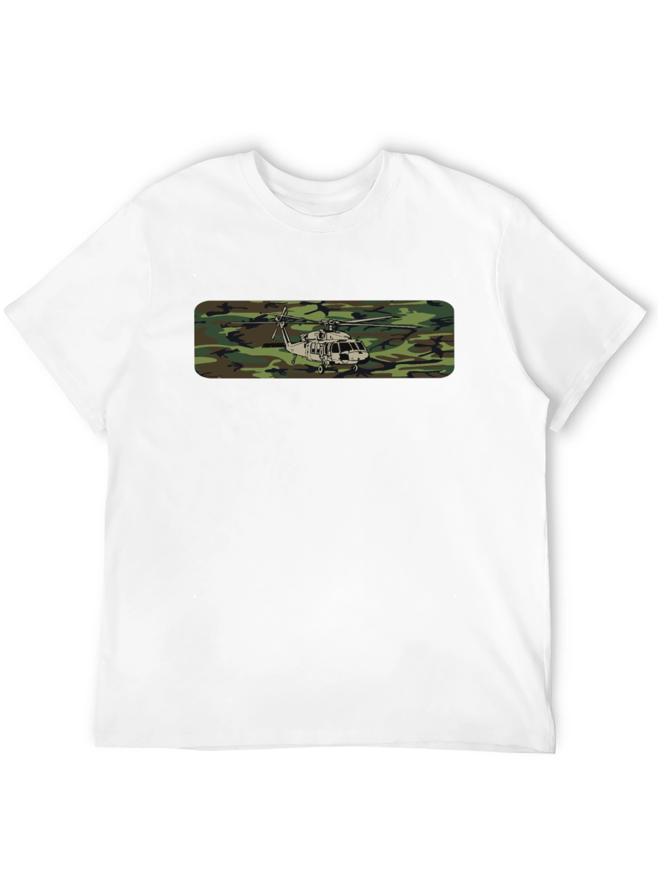 Camouflage Helicopter Graphic Tee - Military Style Shirt