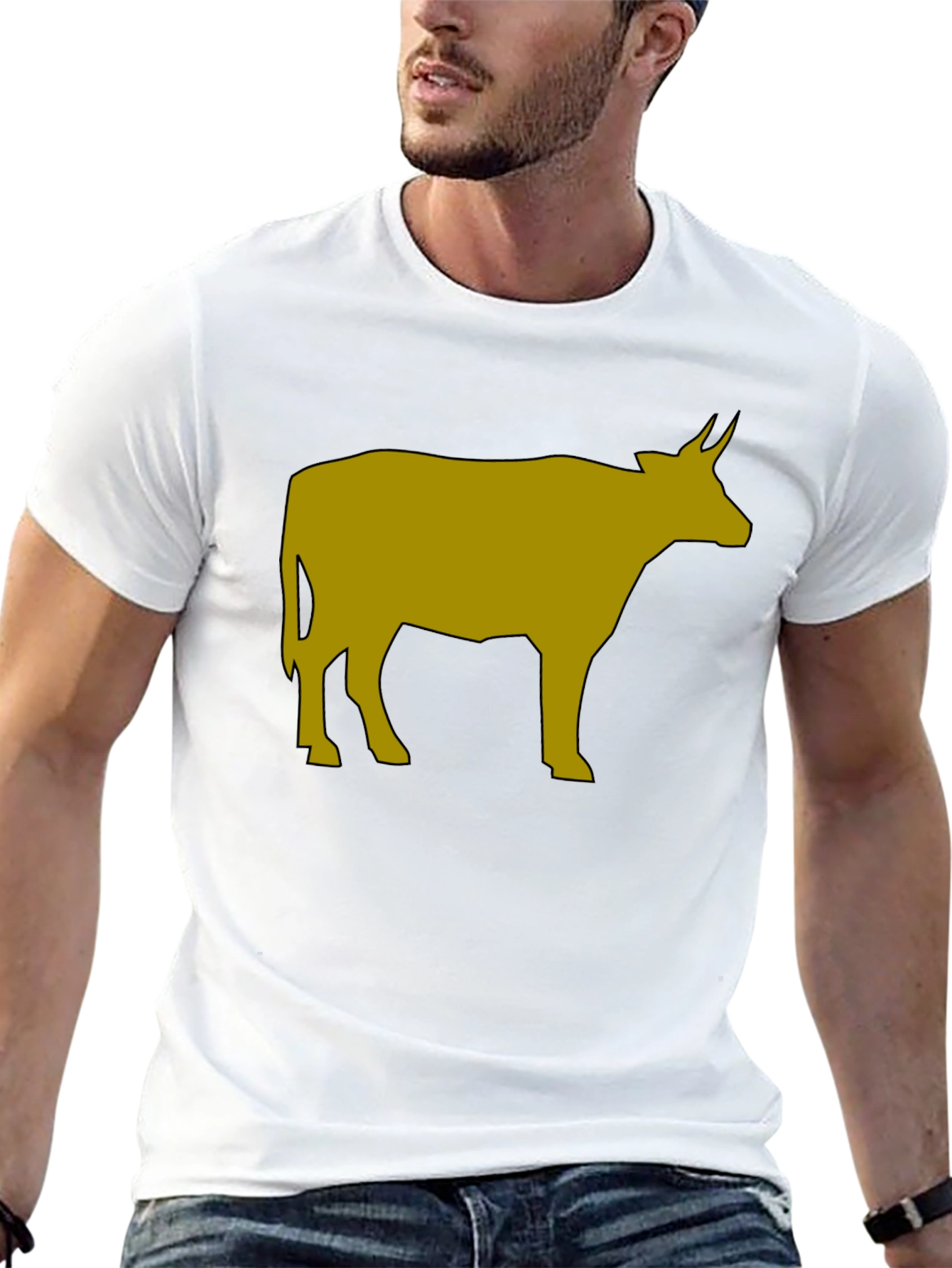 Cow Graphic Tee - Black Cotton Blend T-Shirt