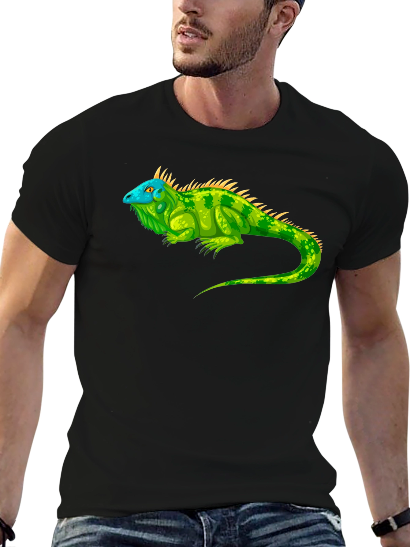 Iguana Graphic Tee - Reptile Lovers Black T-Shirt