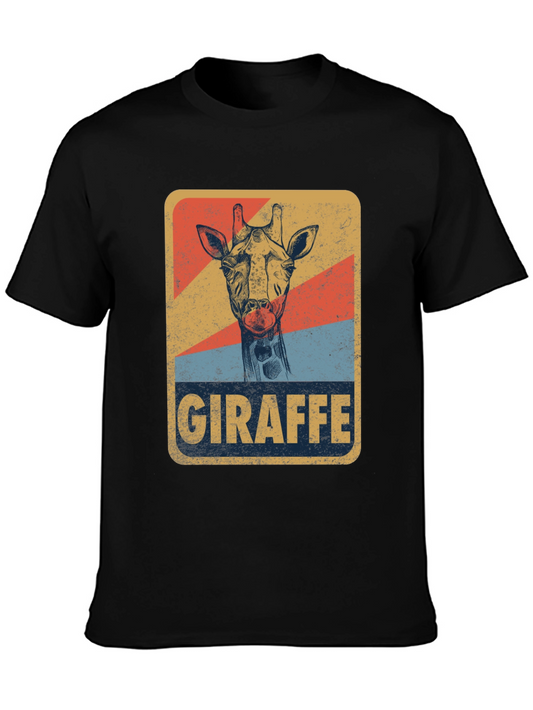 Vintage Giraffe Graphic Print T-Shirt - Retro Animal Tee