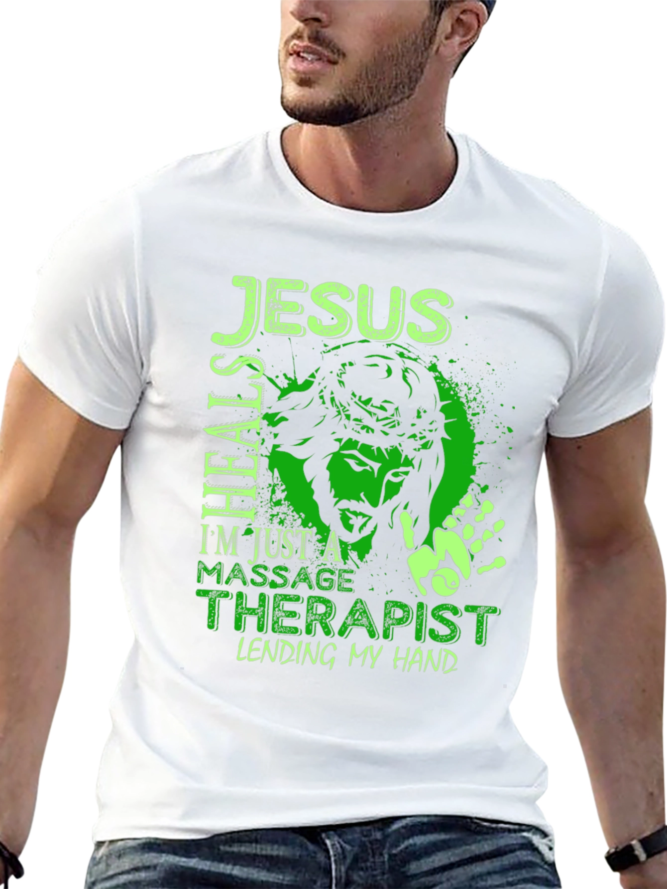 Jesus Heals Massage Therapist Black T-Shirt