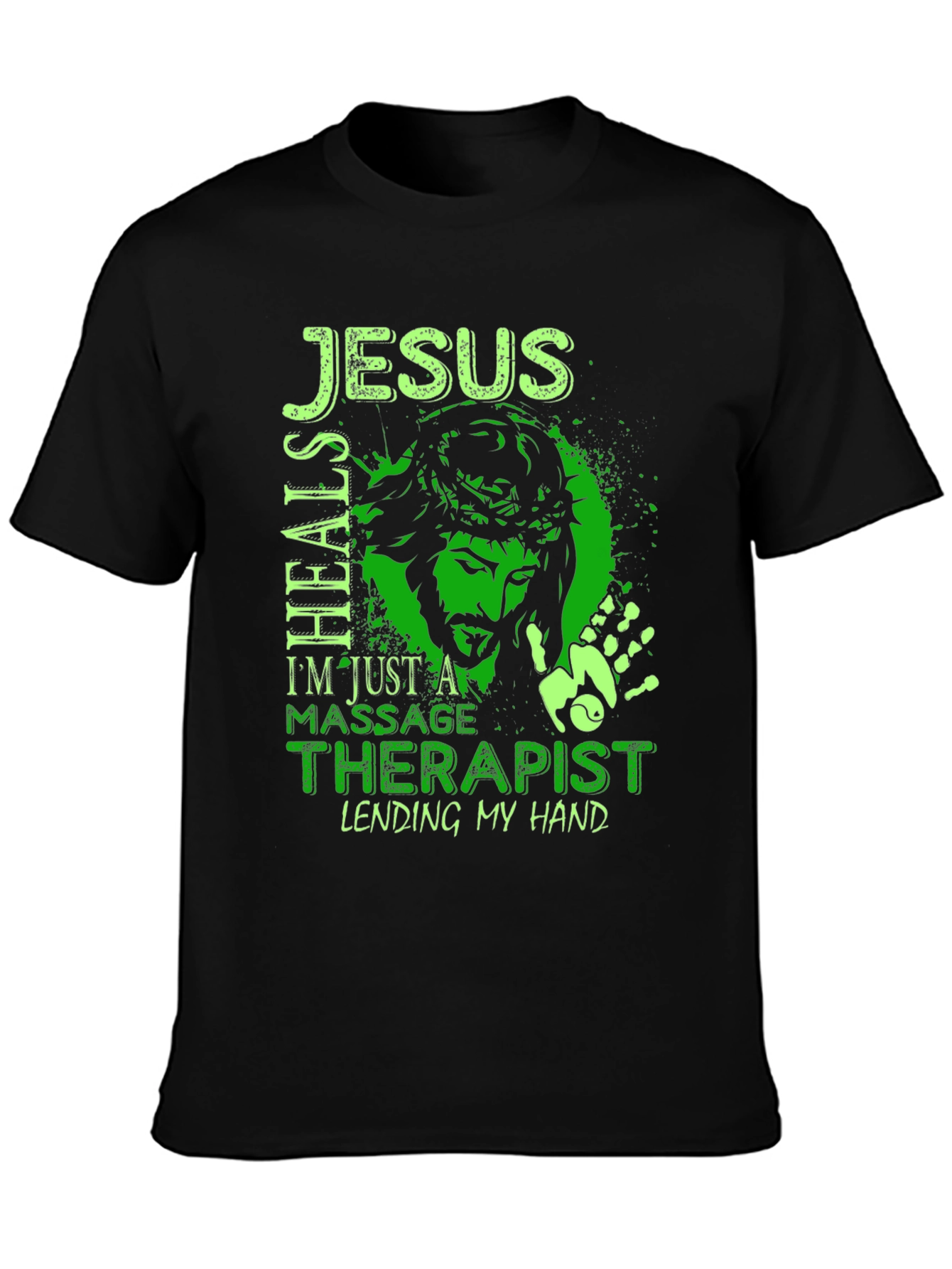 Jesus Heals Massage Therapist Black T-Shirt