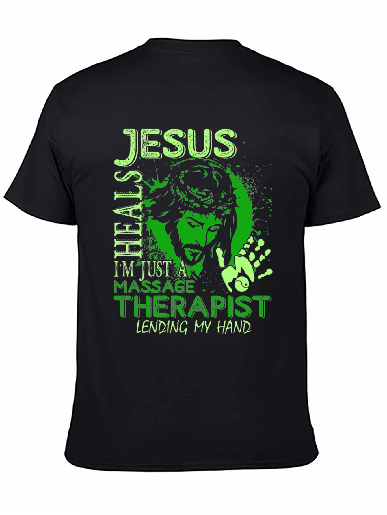 Jesus Heals Massage Therapist Black T-Shirt