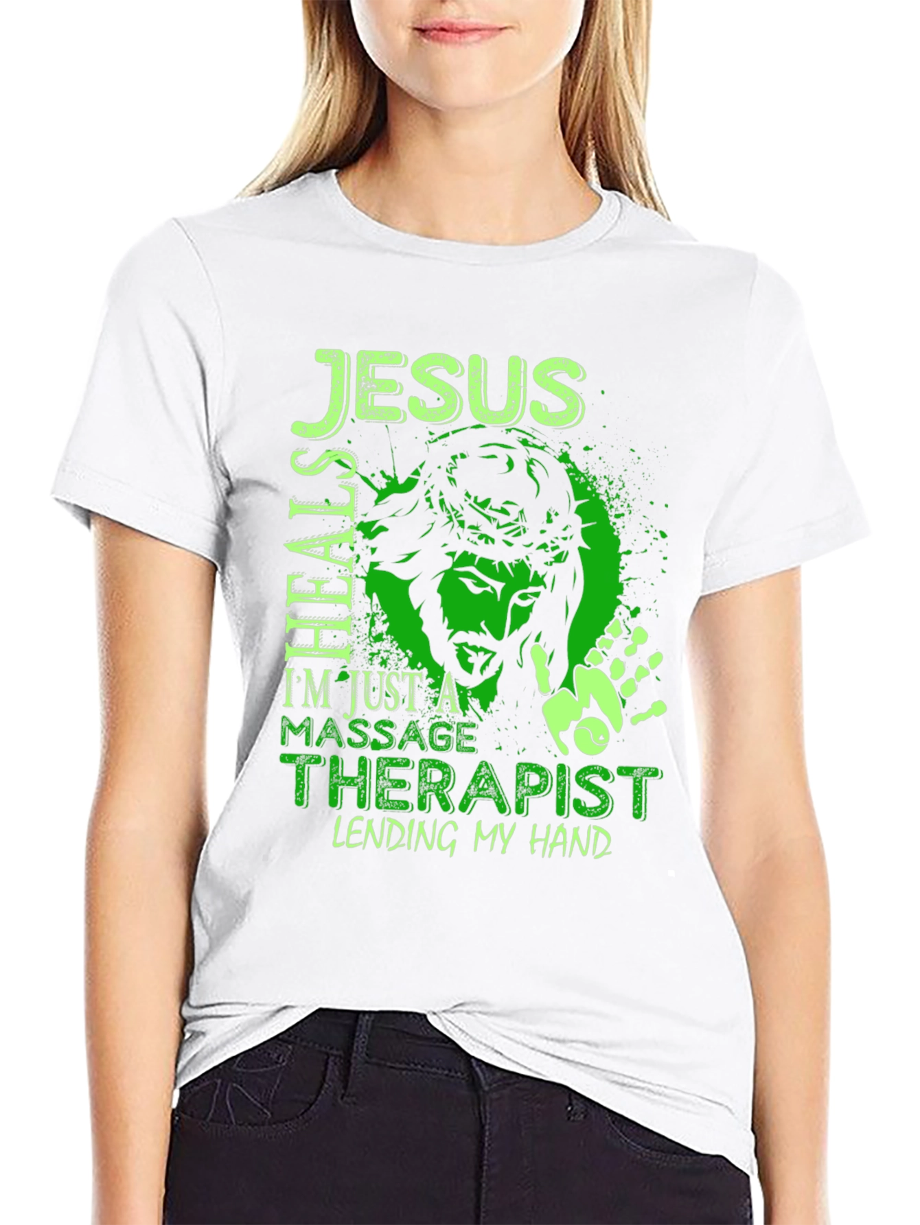 Jesus Heals Massage Therapist Black T-Shirt