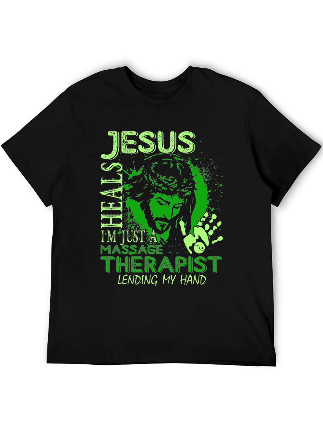 Jesus Heals Massage Therapist Black T-Shirt