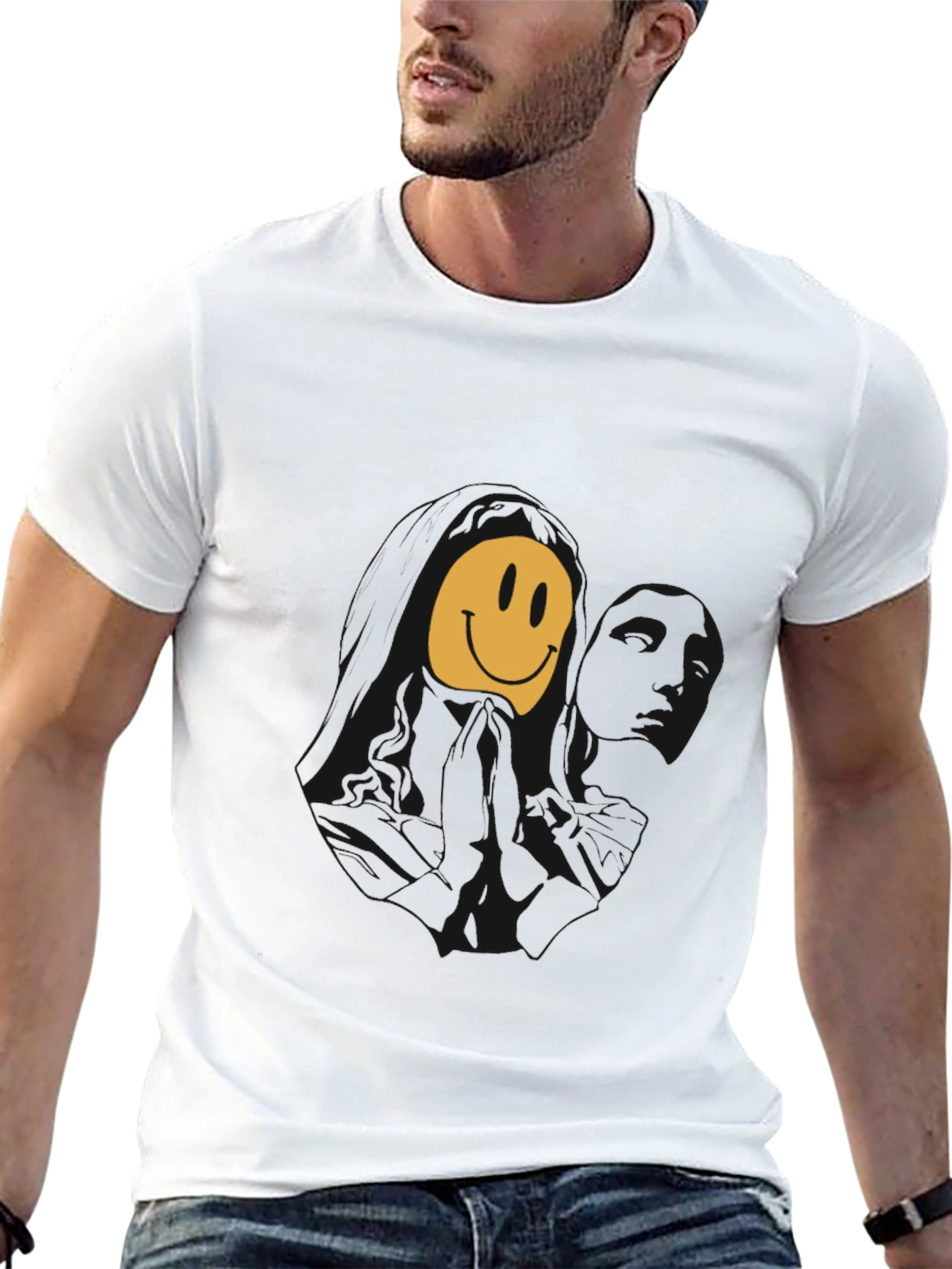 Melting Smiley Face Graphic Tee - Black