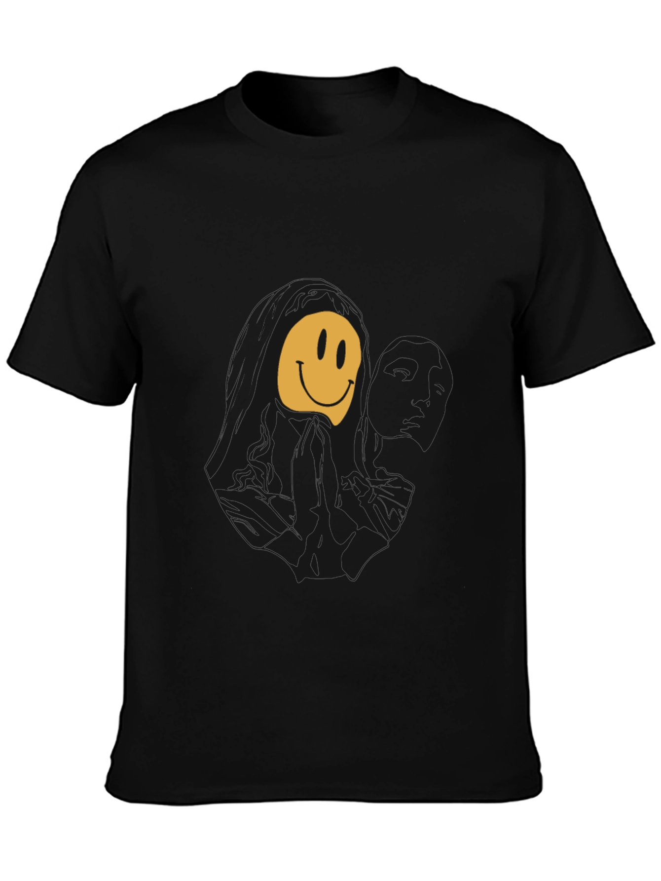 Melting Smiley Face Graphic Tee - Black