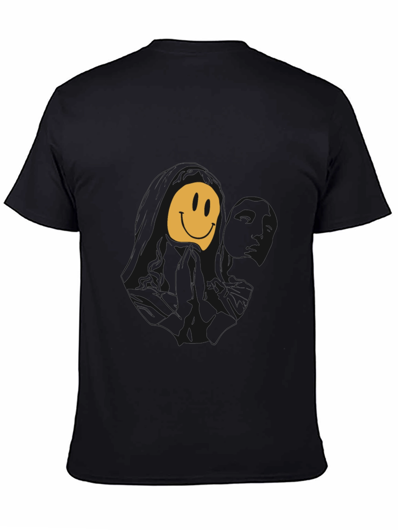 Melting Smiley Face Graphic Tee - Black