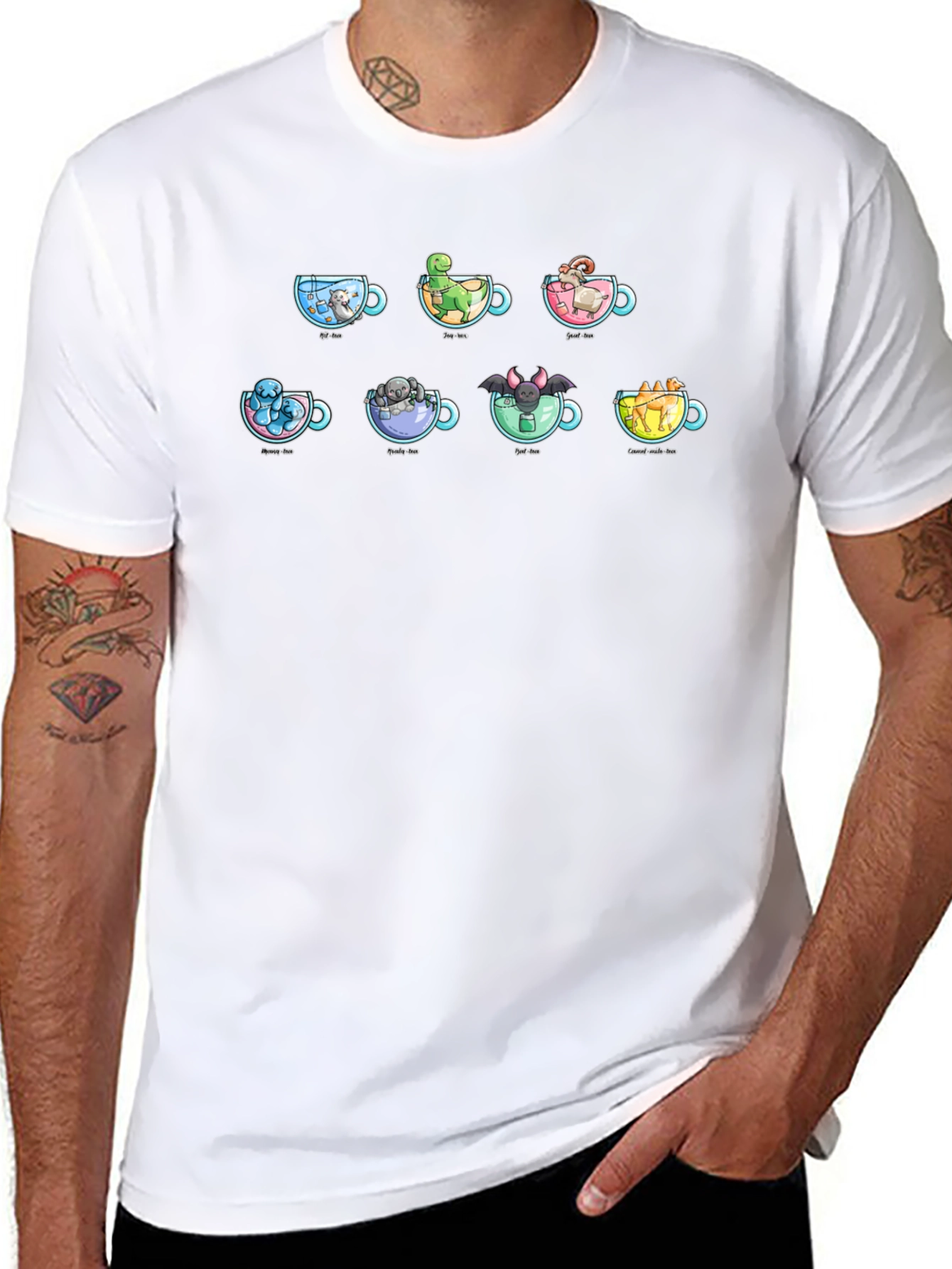 Cute Dinosaur Tea Cup Graphic T-Shirt