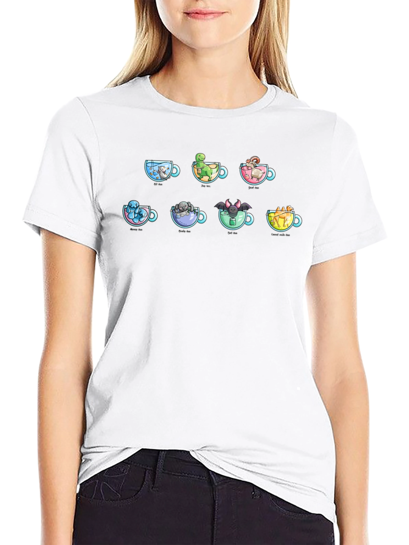 Cute Dinosaur Tea Cup Graphic T-Shirt