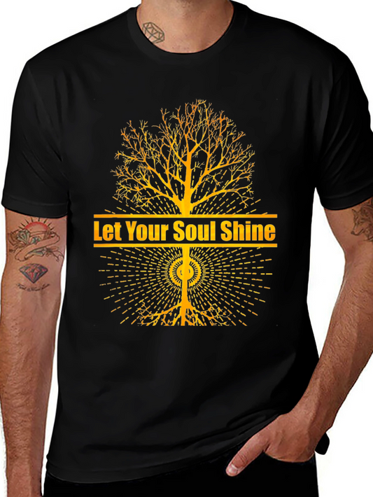 Let Your Soul Shine Graphic Tee - Black Cotton T-Shirt