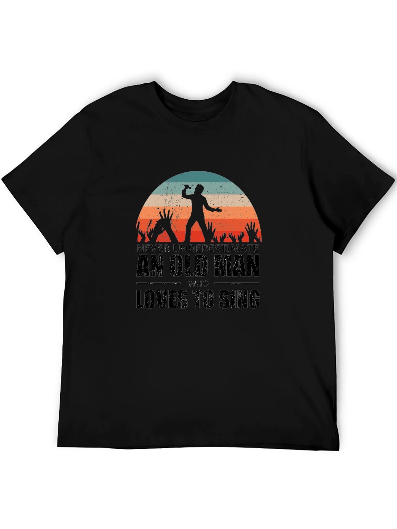 Old Man Who Loves to Sing Black T-Shirt