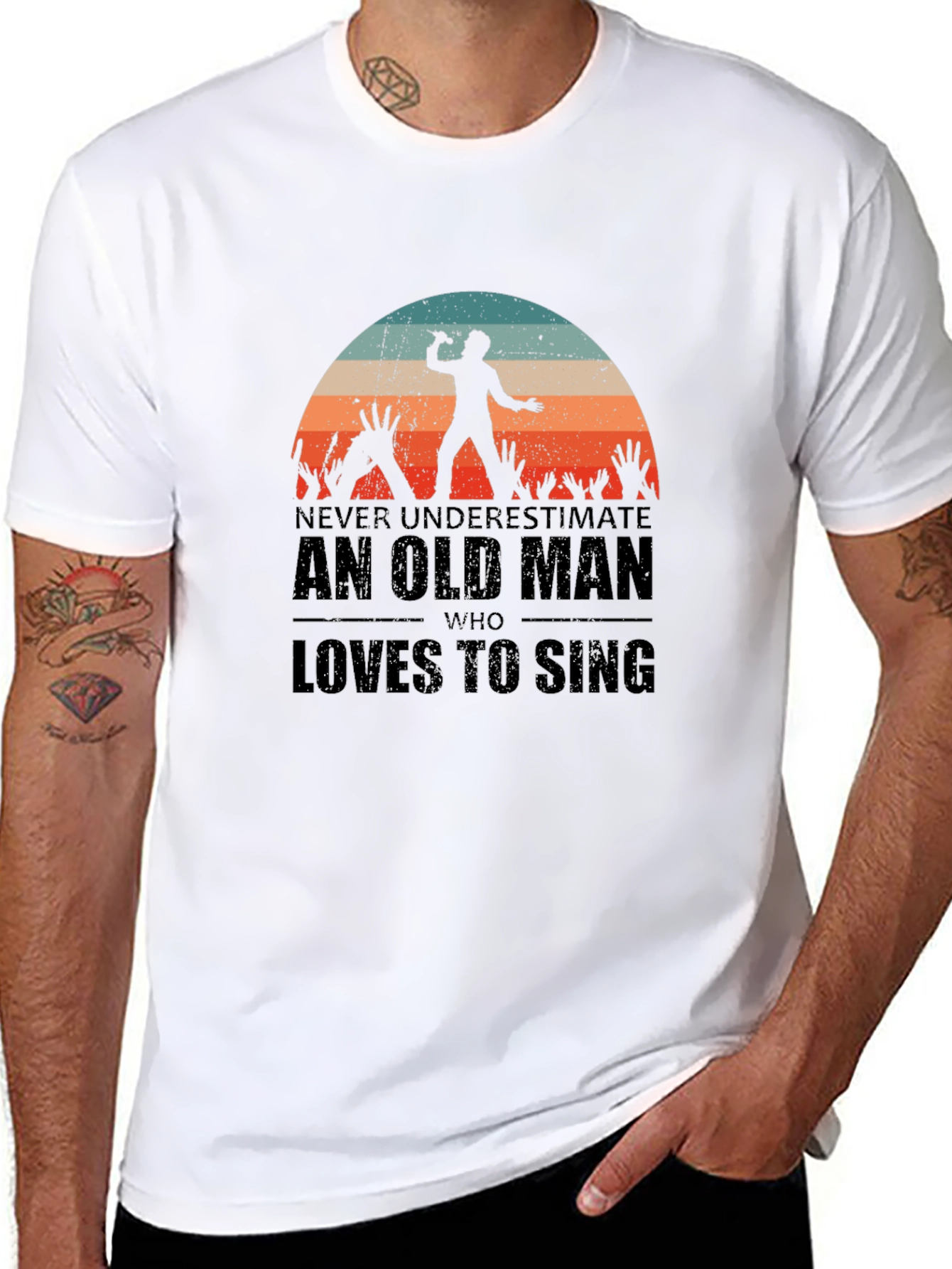 Old Man Who Loves to Sing Black T-Shirt