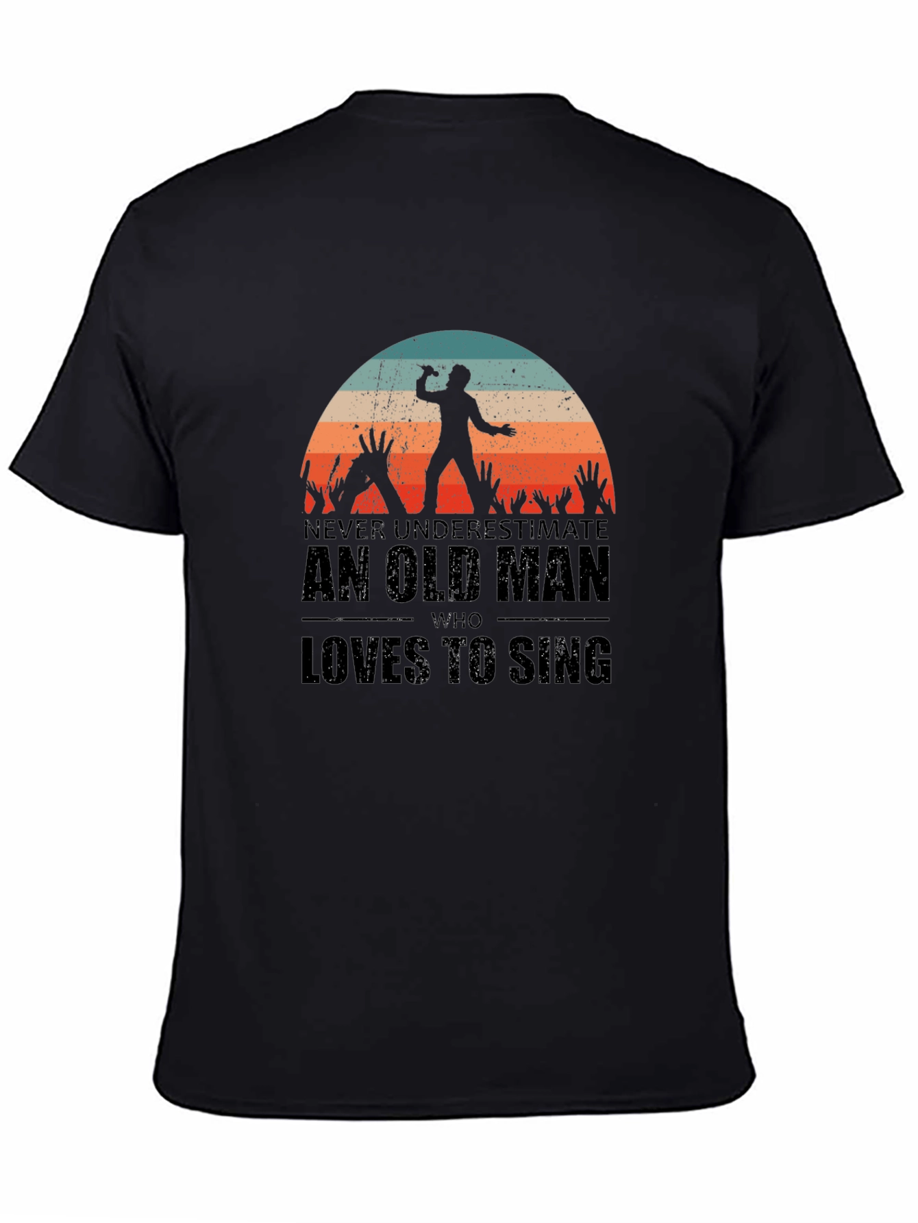 Old Man Who Loves to Sing Black T-Shirt
