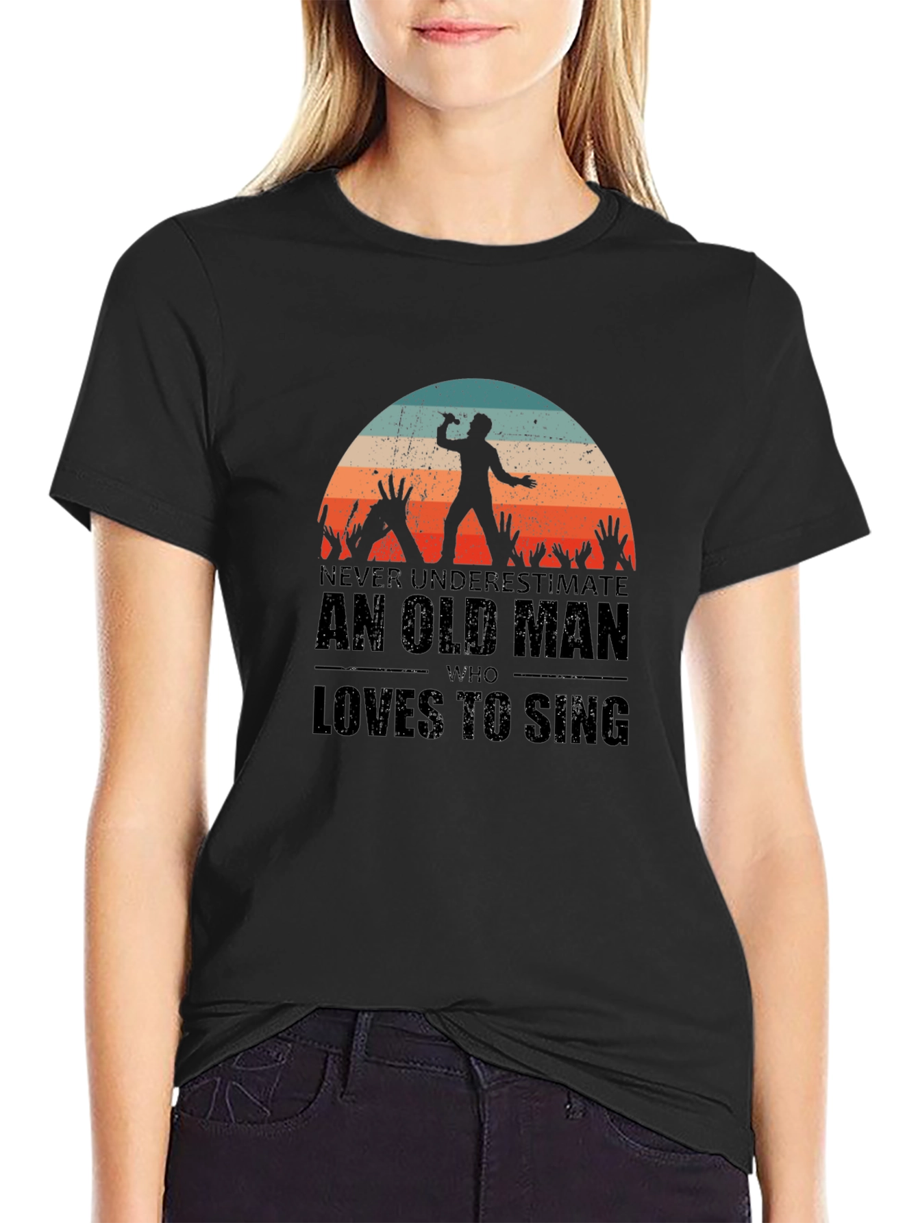 Old Man Who Loves to Sing Black T-Shirt