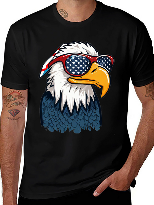Patriotic Eagle T-Shirt with USA Flag Glasses