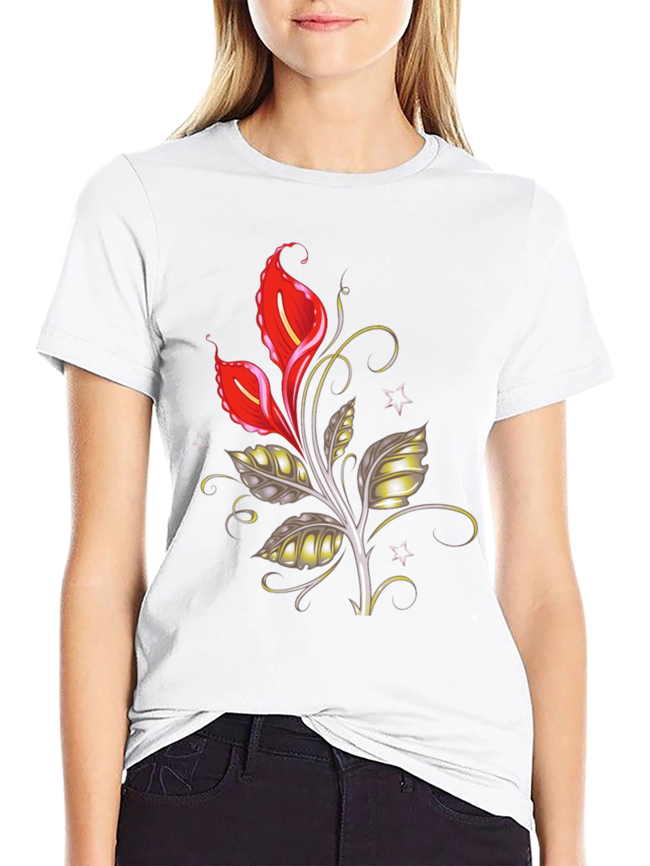 Floral Graphic Tee - Black