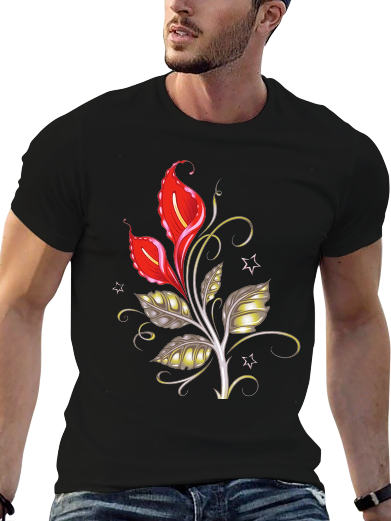 Floral Graphic Tee - Black