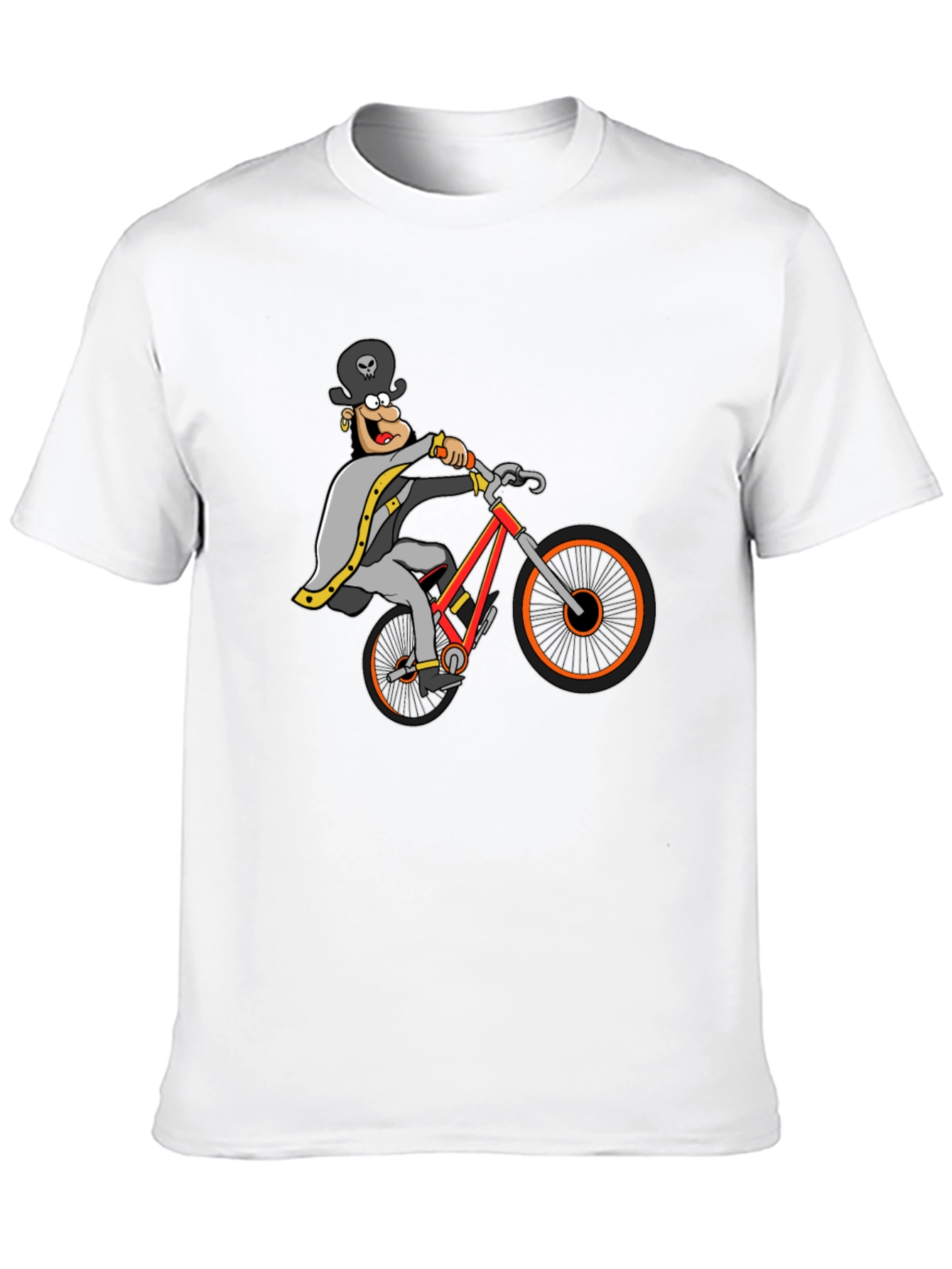 Black T-Shirt with Cartoon Cyclist Graphic