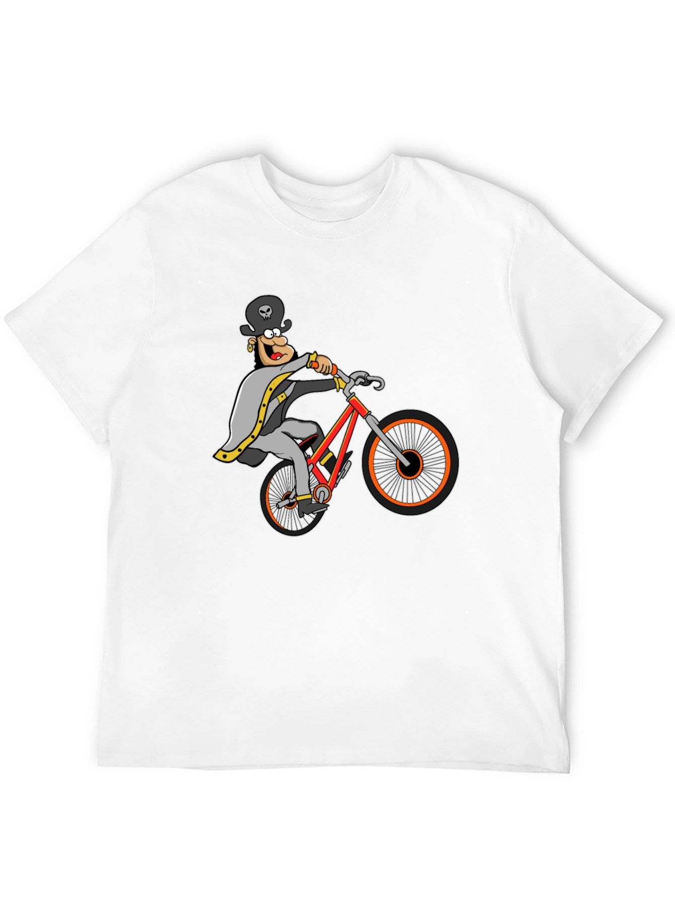 Black T-Shirt with Cartoon Cyclist Graphic