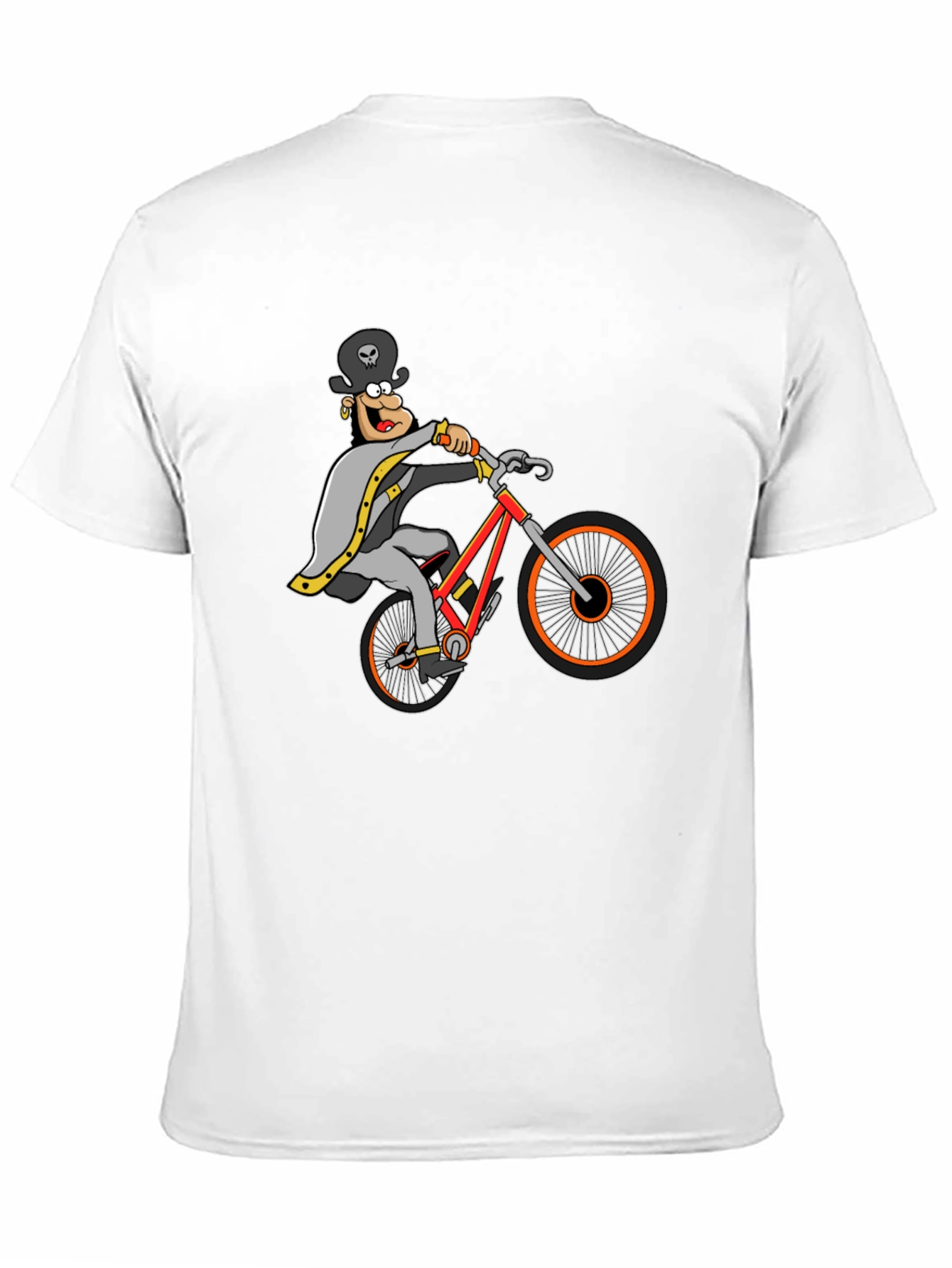 Black T-Shirt with Cartoon Cyclist Graphic