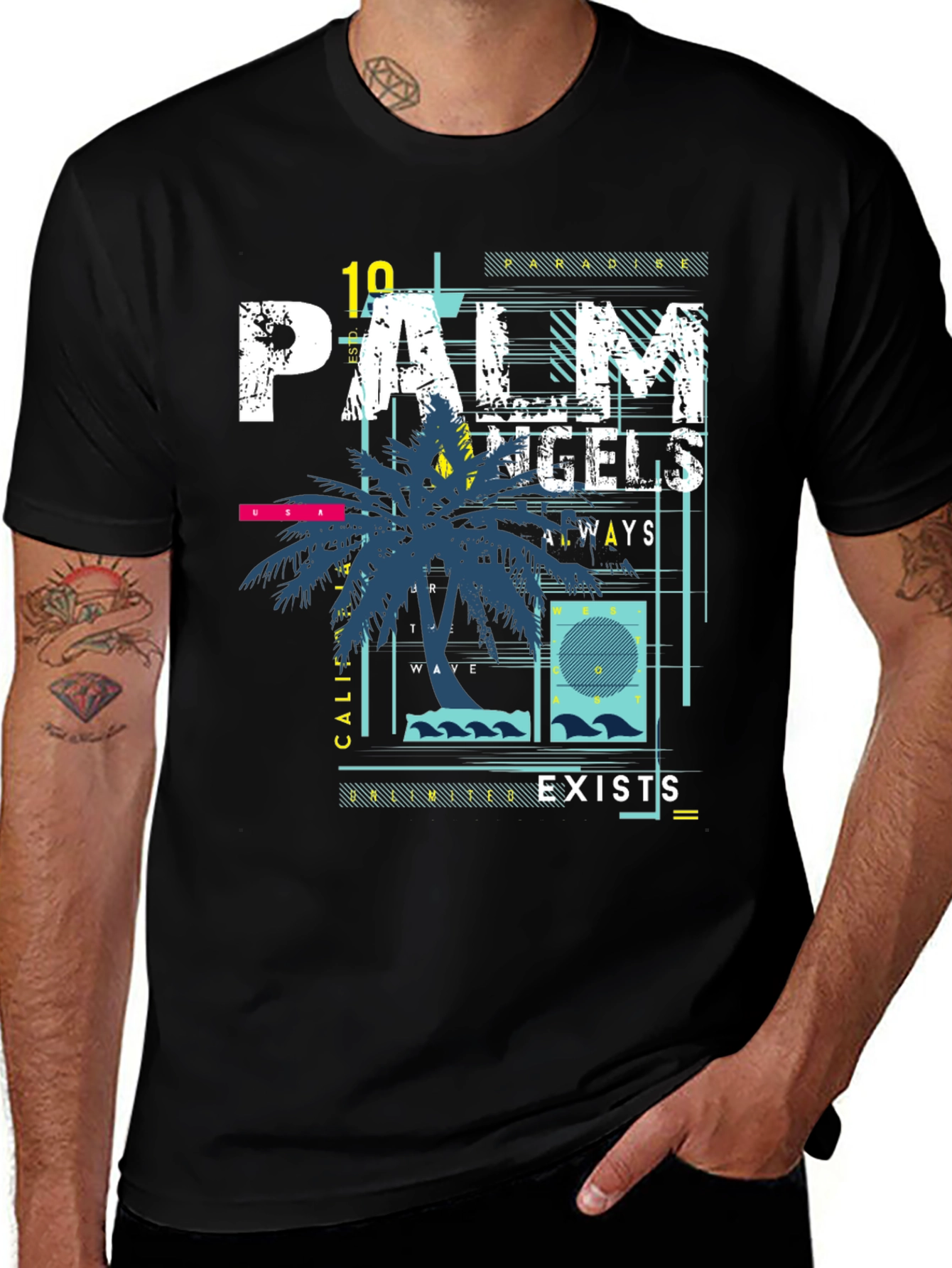 Palm Angels Graphic Print Black T-Shirt