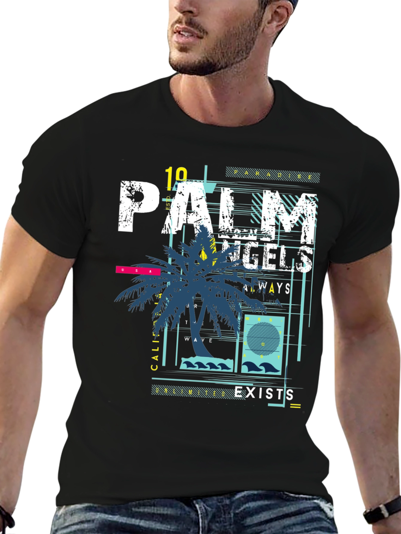 Palm Angels Graphic Print Black T-Shirt