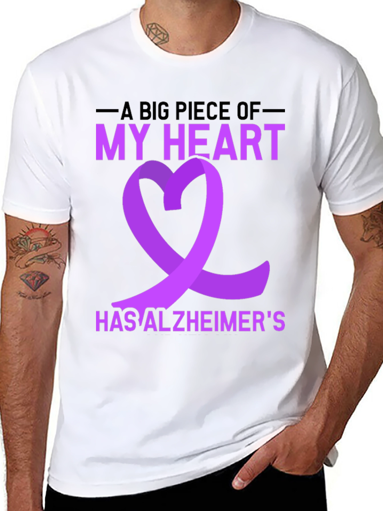 Alzheimers Awareness T-Shirt Purple Ribbon