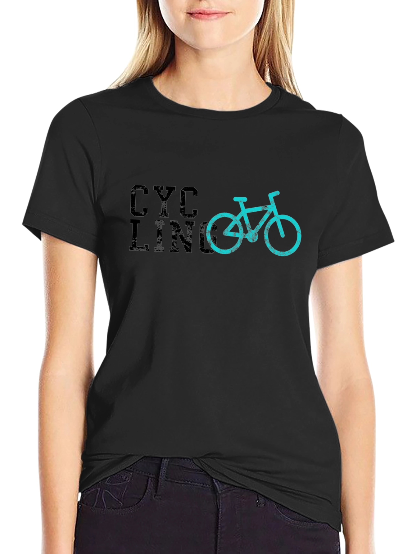 Cycling Graphic Tee - Black