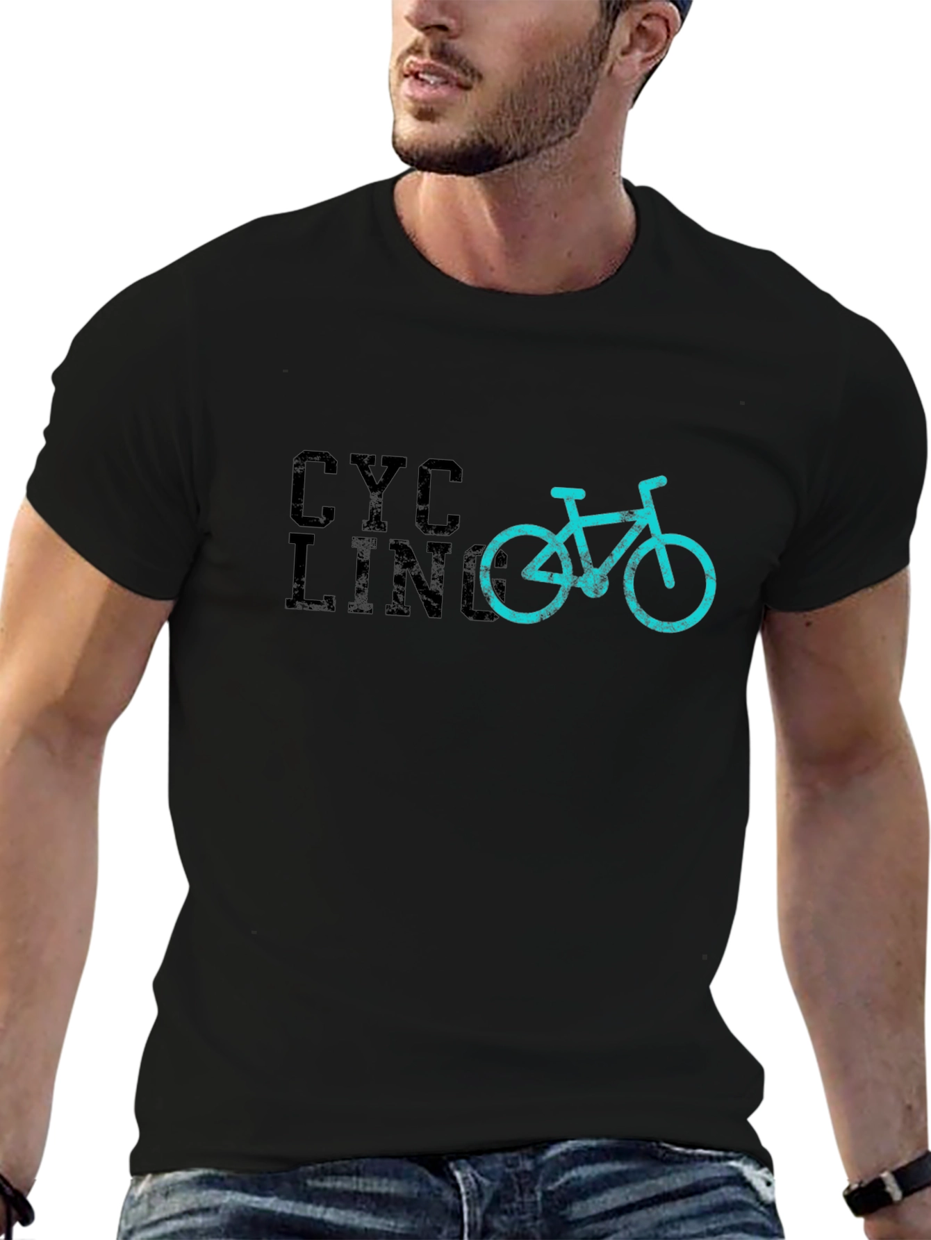 Cycling Graphic Tee - Black