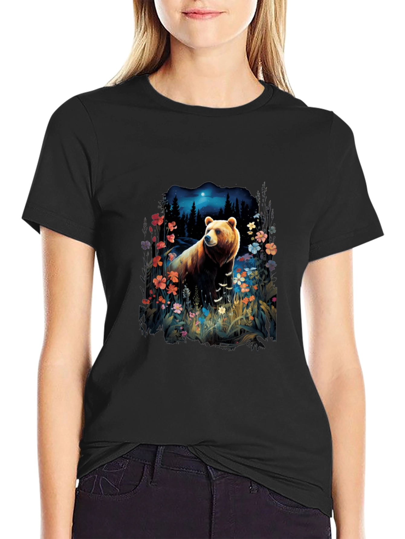 Bear in Forest Graphic Tee