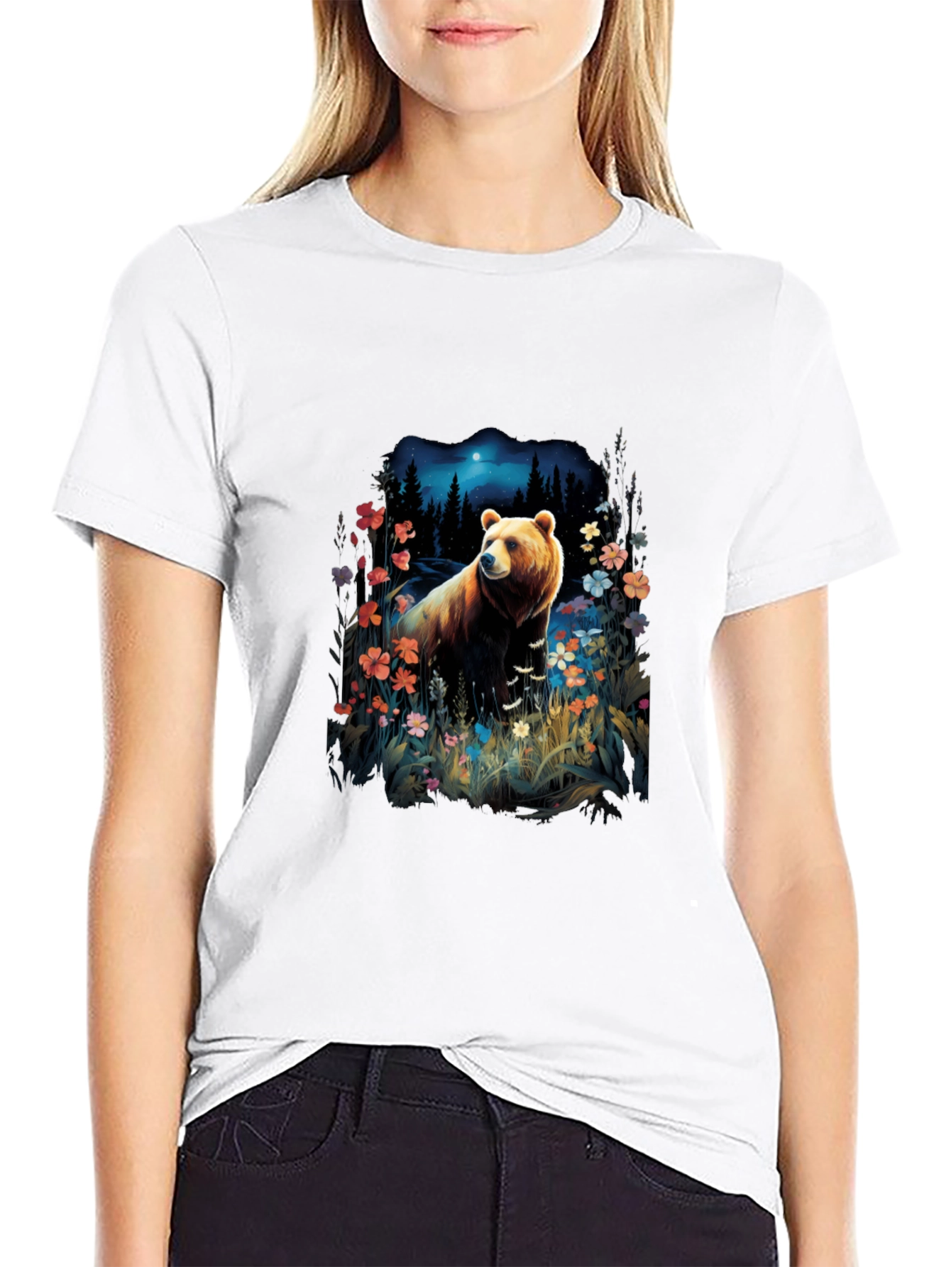 Bear in Forest Graphic Tee