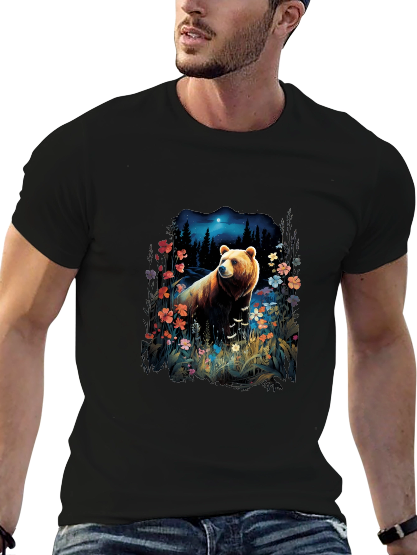 Bear in Forest Graphic Tee
