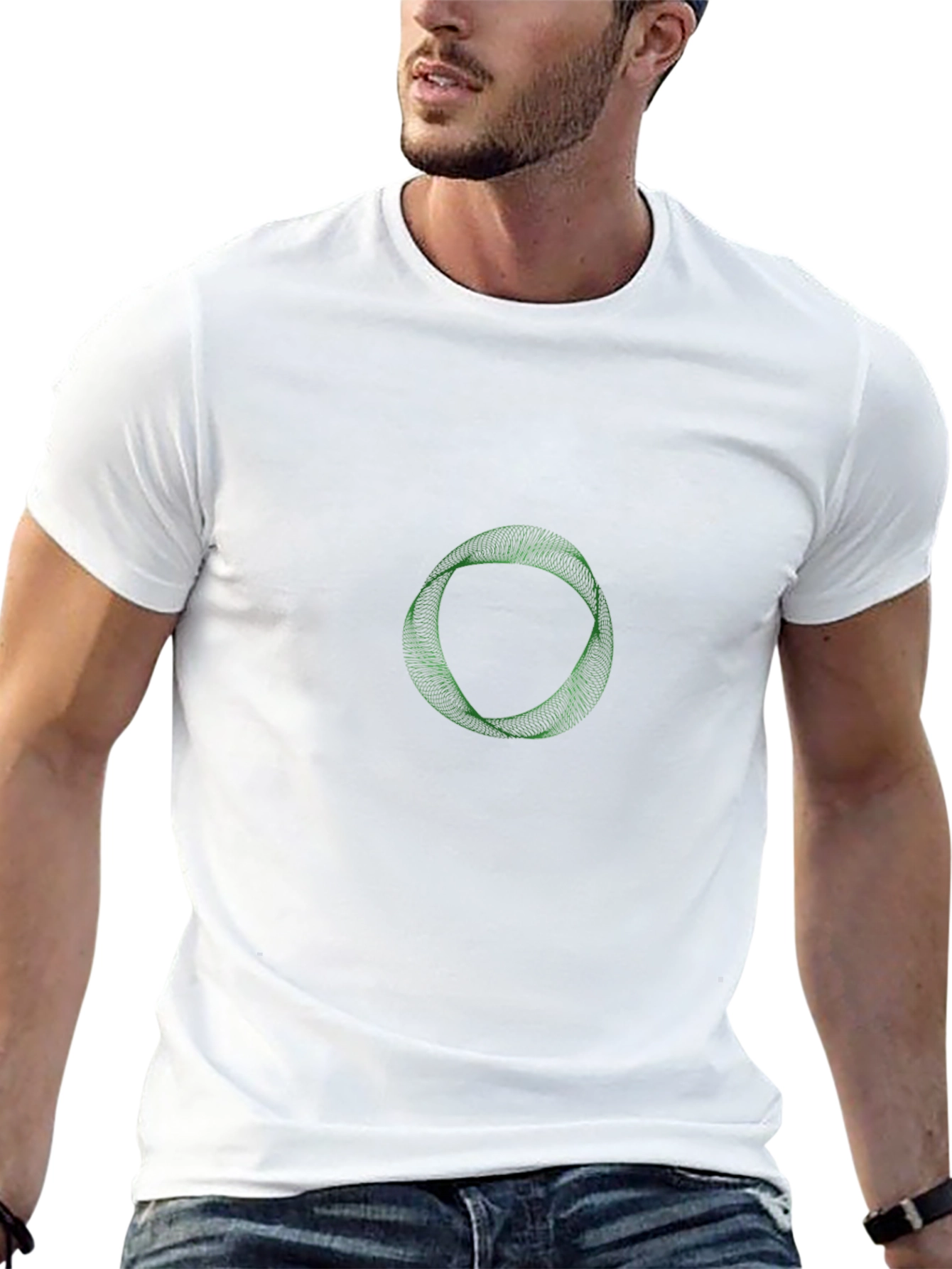 Geometric Mobius Strip Graphic Tee - Black