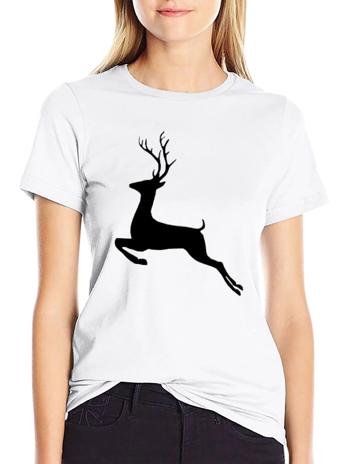 Black Deer Graphic Tee - Mens Crew Neck T-Shirt