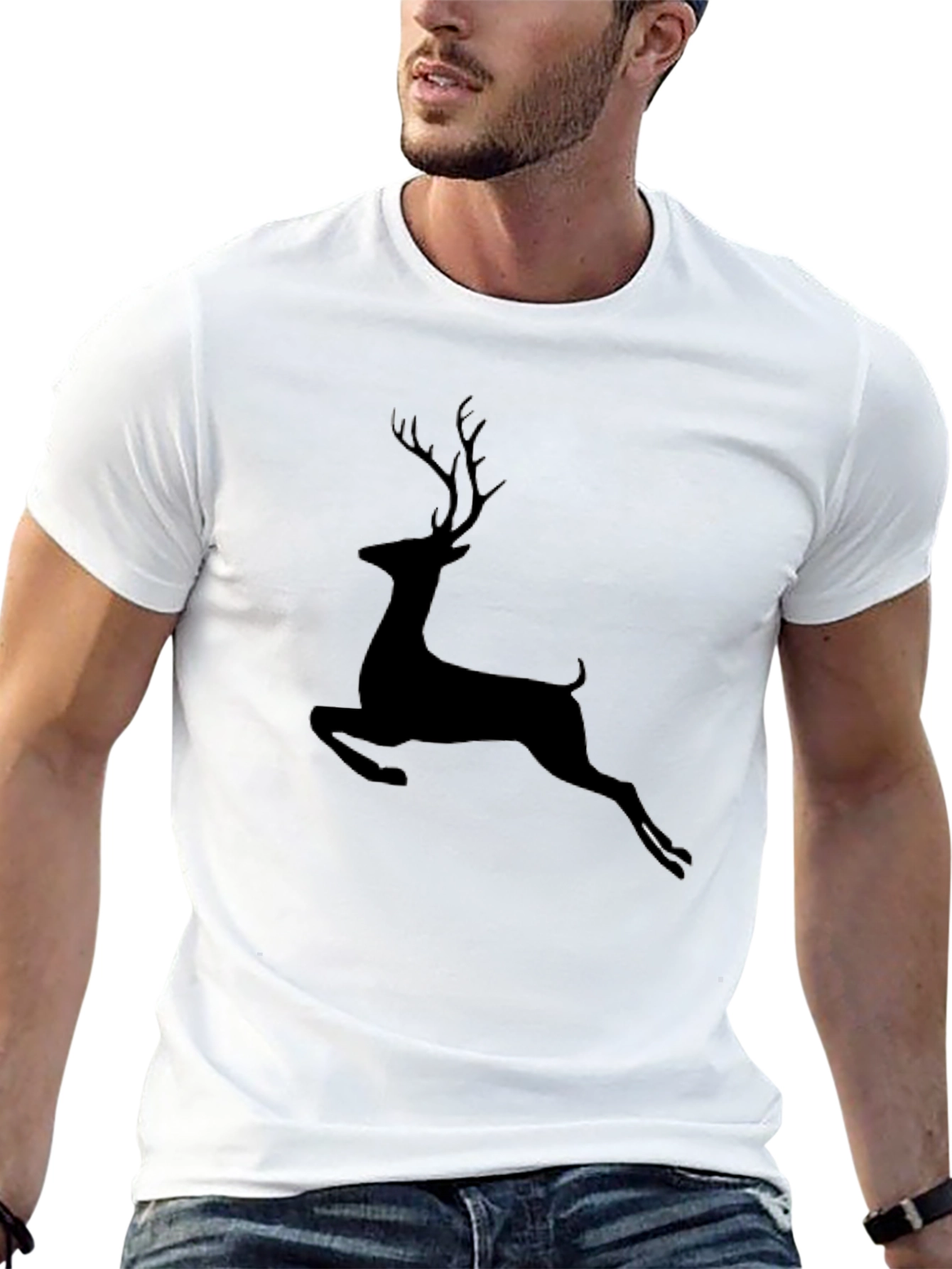 Black Deer Graphic Tee - Mens Crew Neck T-Shirt