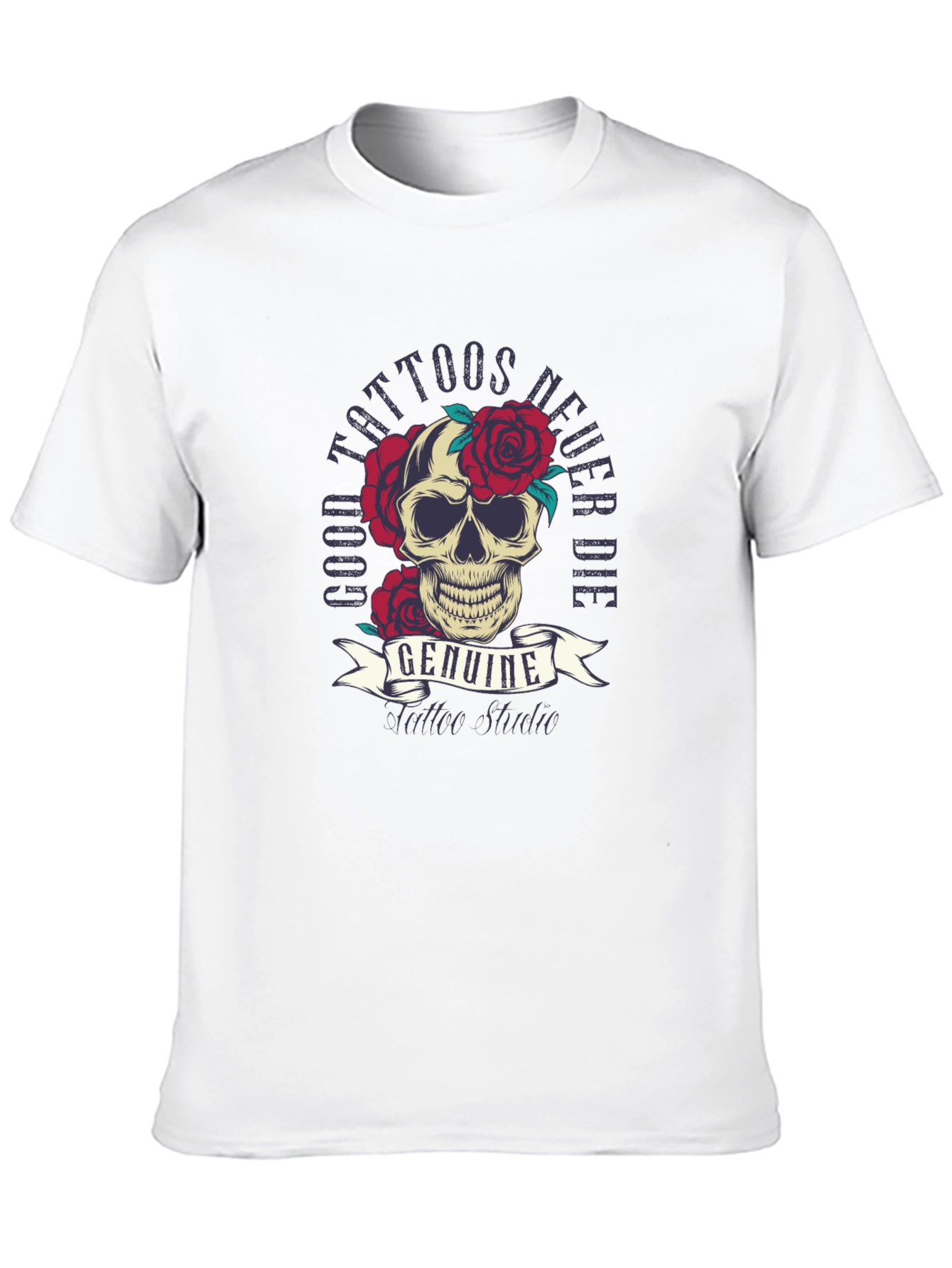 Skull & Roses Tattoo Style Graphic Tee